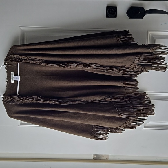 Coldwater Creek Olive Green Fringe Poncho - Picture 1 of 5